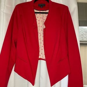 Forever 21 Cropped Red Collarless Blazer Sz 2XL